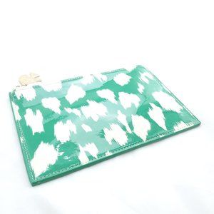 Kate Spade Green Painterly Cheetah Pencil Pouch W/ Eraser Sharpener Ruler Scale